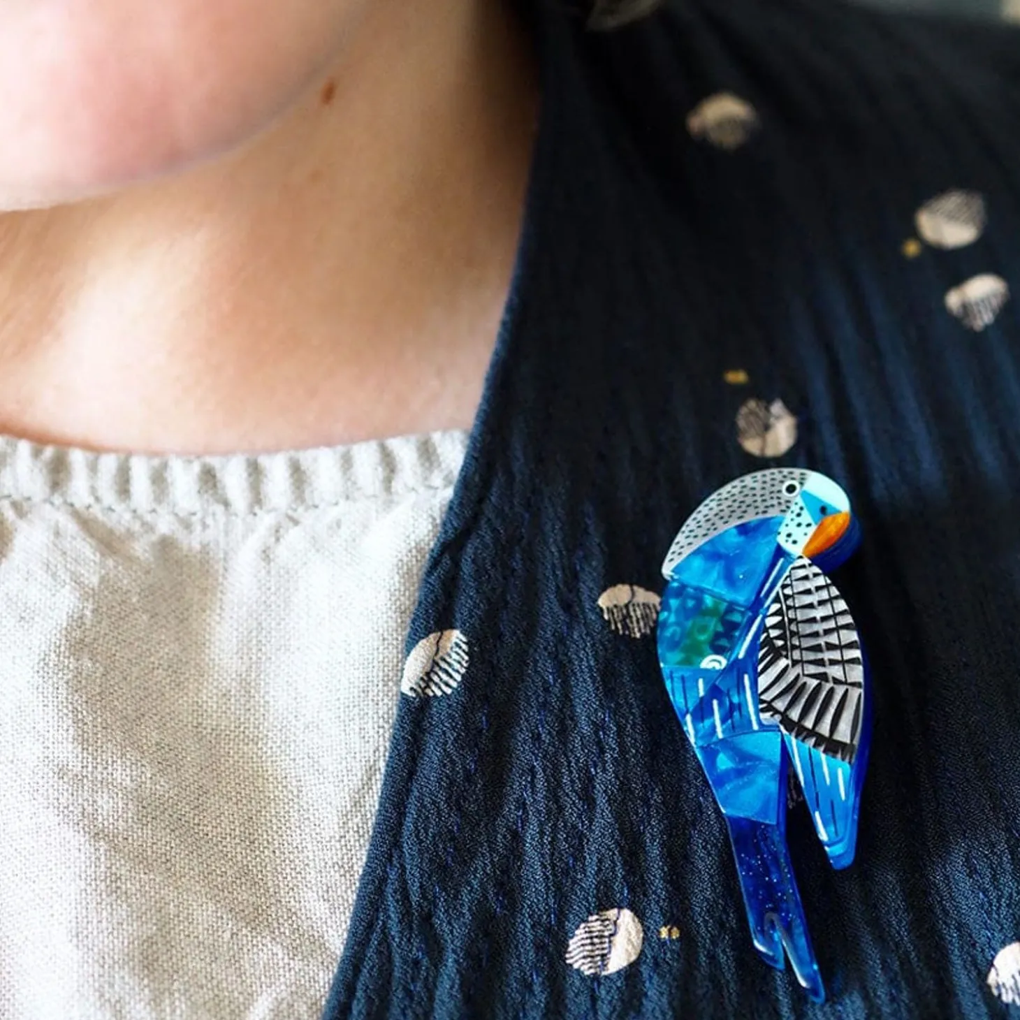 A Budgie Named Chirp Brooch