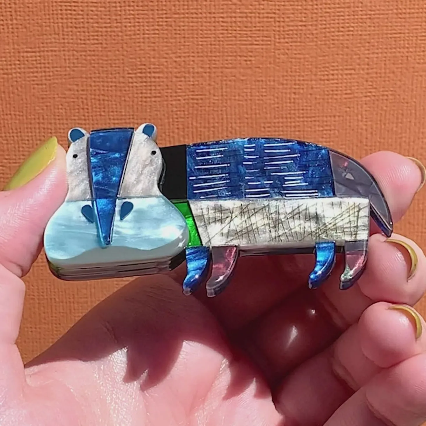 A Hippo Named Grunt Brooch