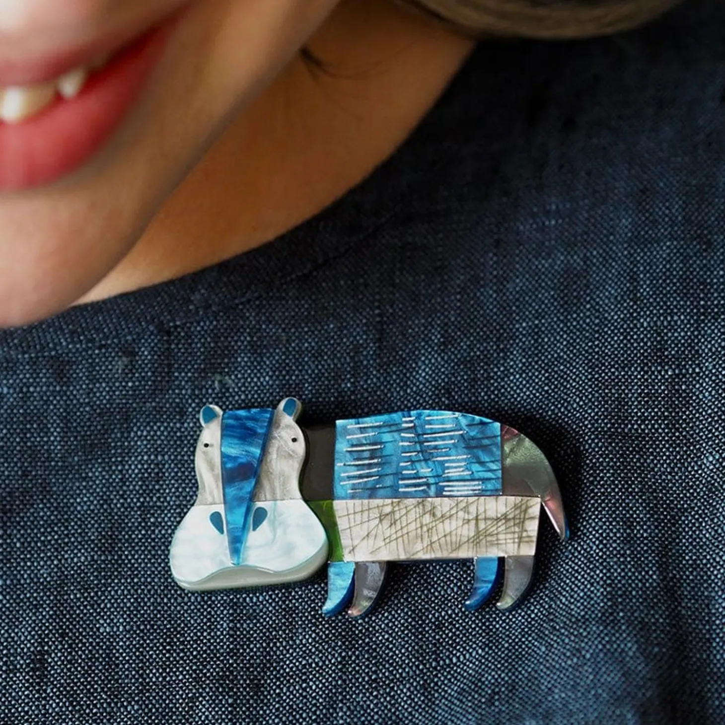 A Hippo Named Grunt Brooch