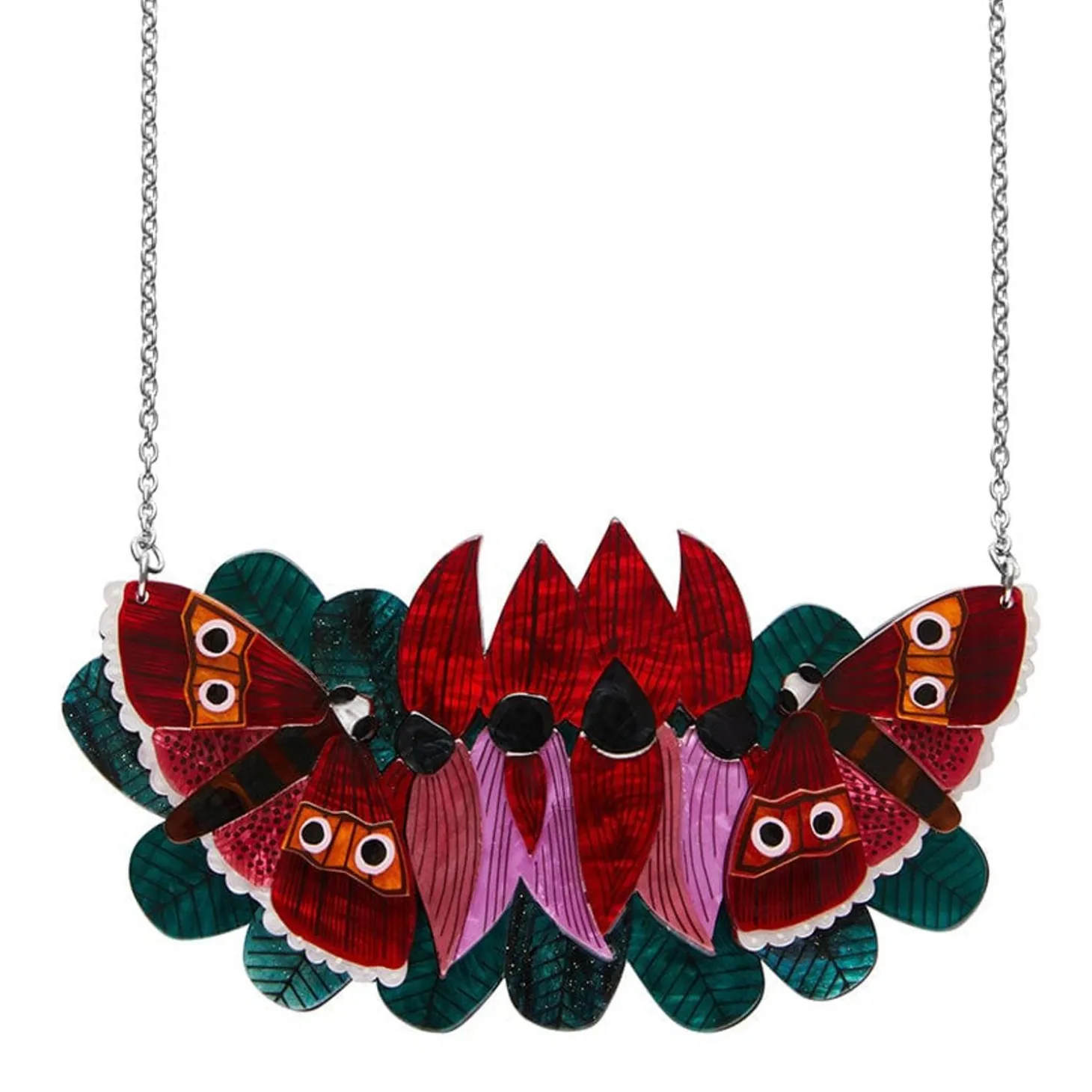 A Moth Amongst The Desert Peas Necklace