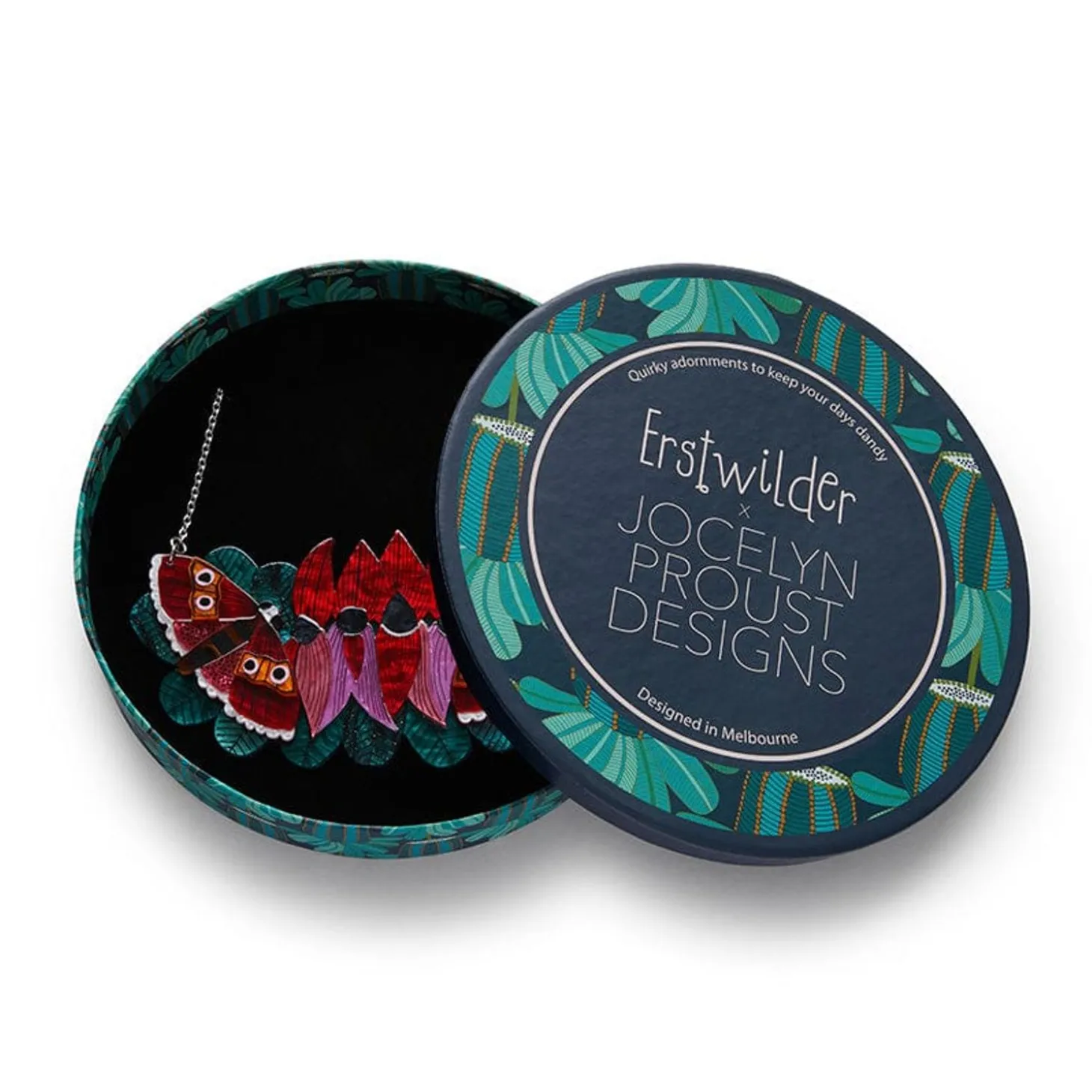 A Moth Amongst The Desert Peas Necklace