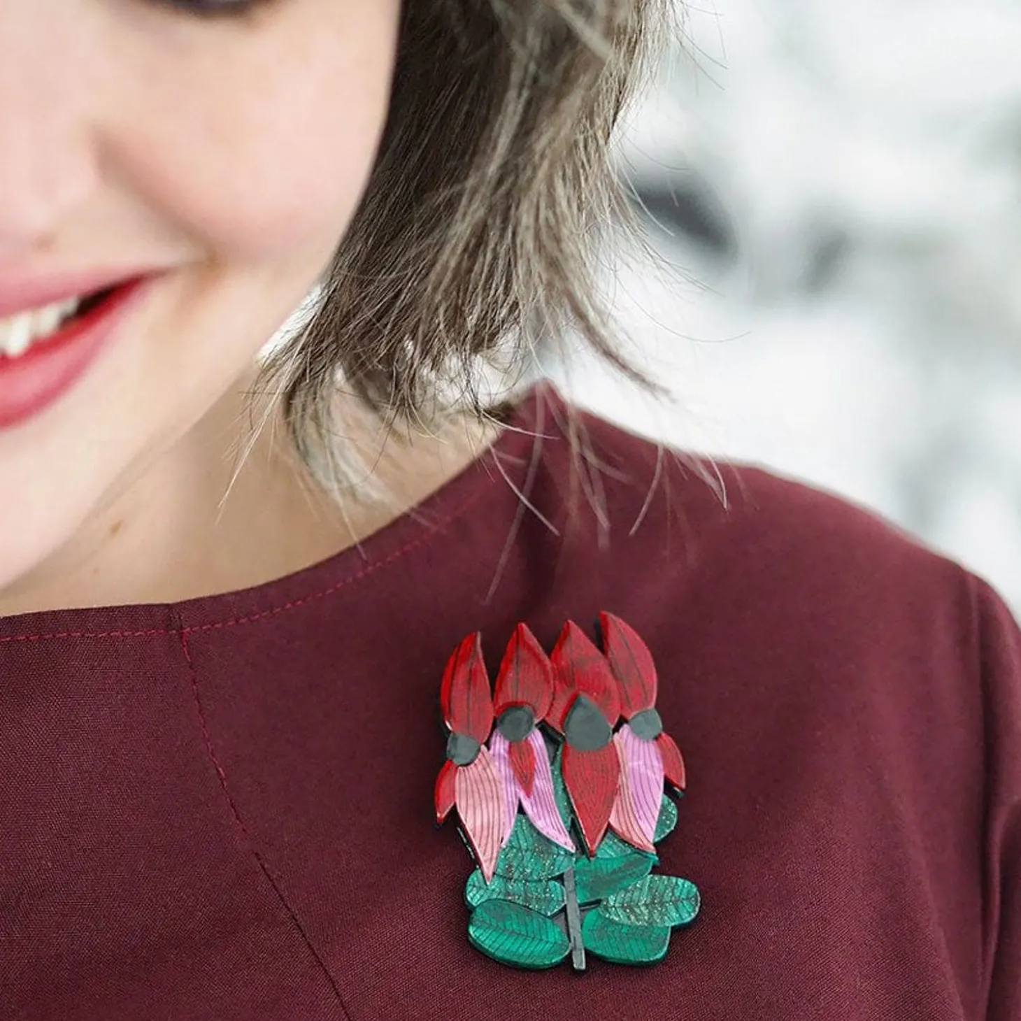 A Pleasing Desert Pea Brooch