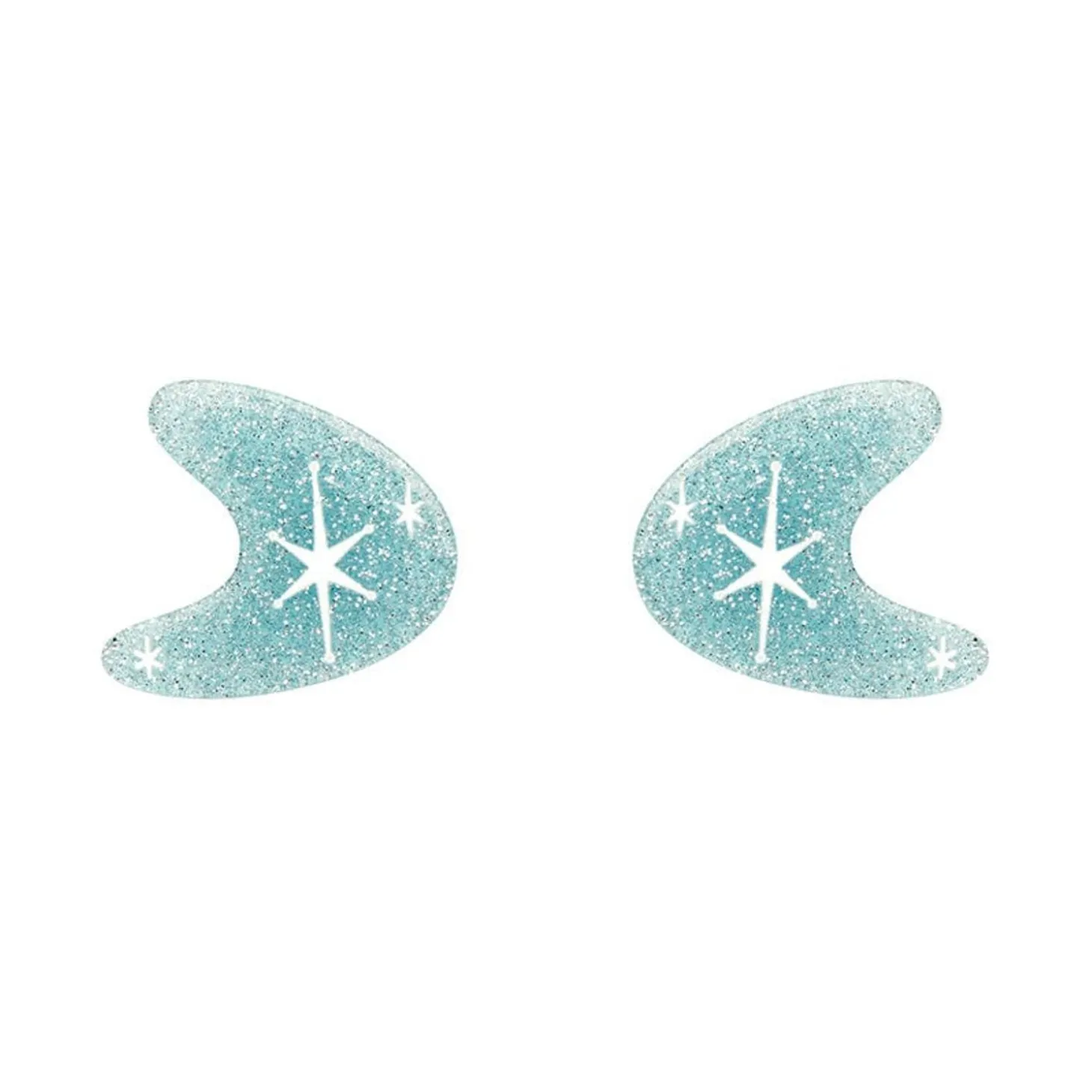 Atomic Boomerang Glitter Stud Earrings - Blue