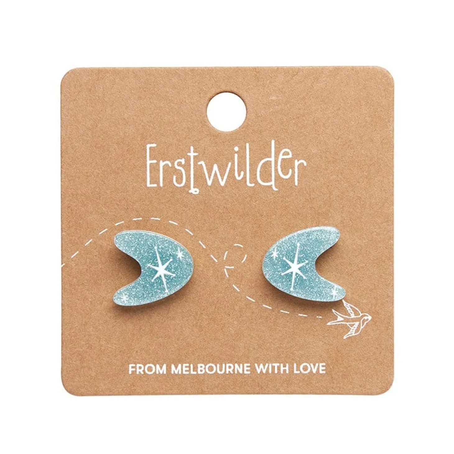 Atomic Boomerang Glitter Stud Earrings - Blue