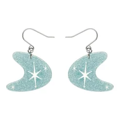 Atomic Boomerang Glitter Drop Earrings - Blue