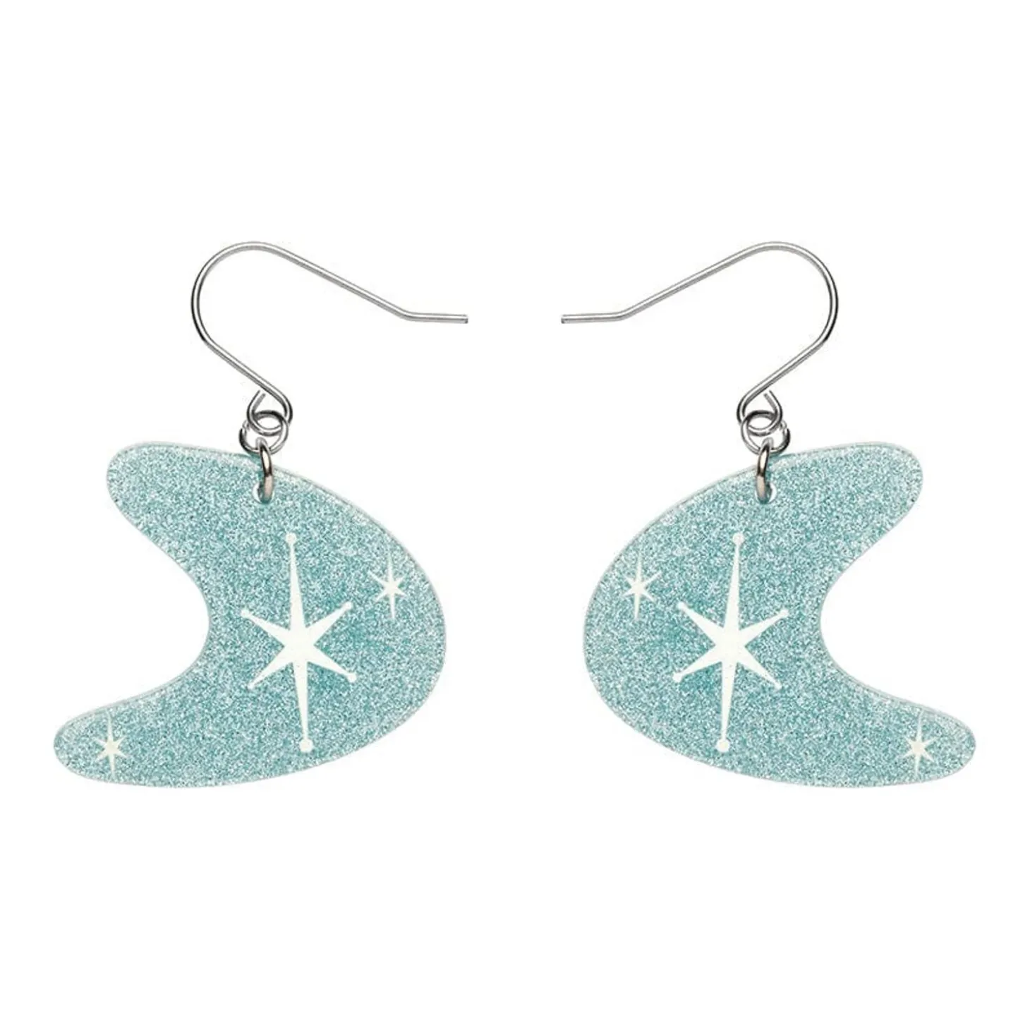 Atomic Boomerang Glitter Drop Earrings - Blue