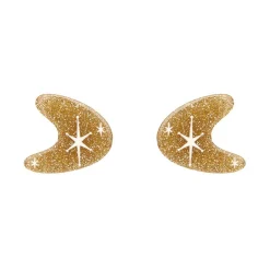 Atomic Boomerang Glitter Stud Earrings - Gold