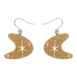 Atomic Boomerang Glitter Drop Earrings - Gold