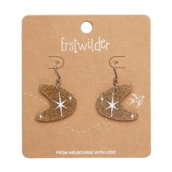 Atomic Boomerang Glitter Drop Earrings - Gold