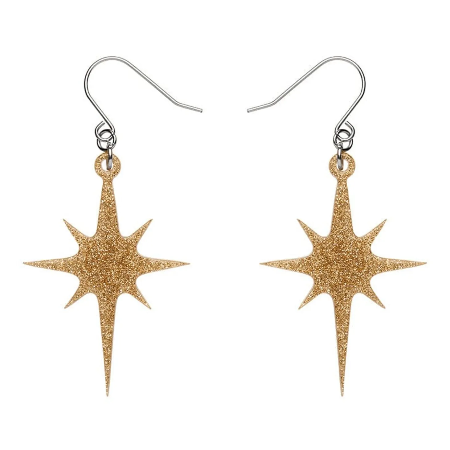 Atomic Star Glitter Drop Earring - Gold