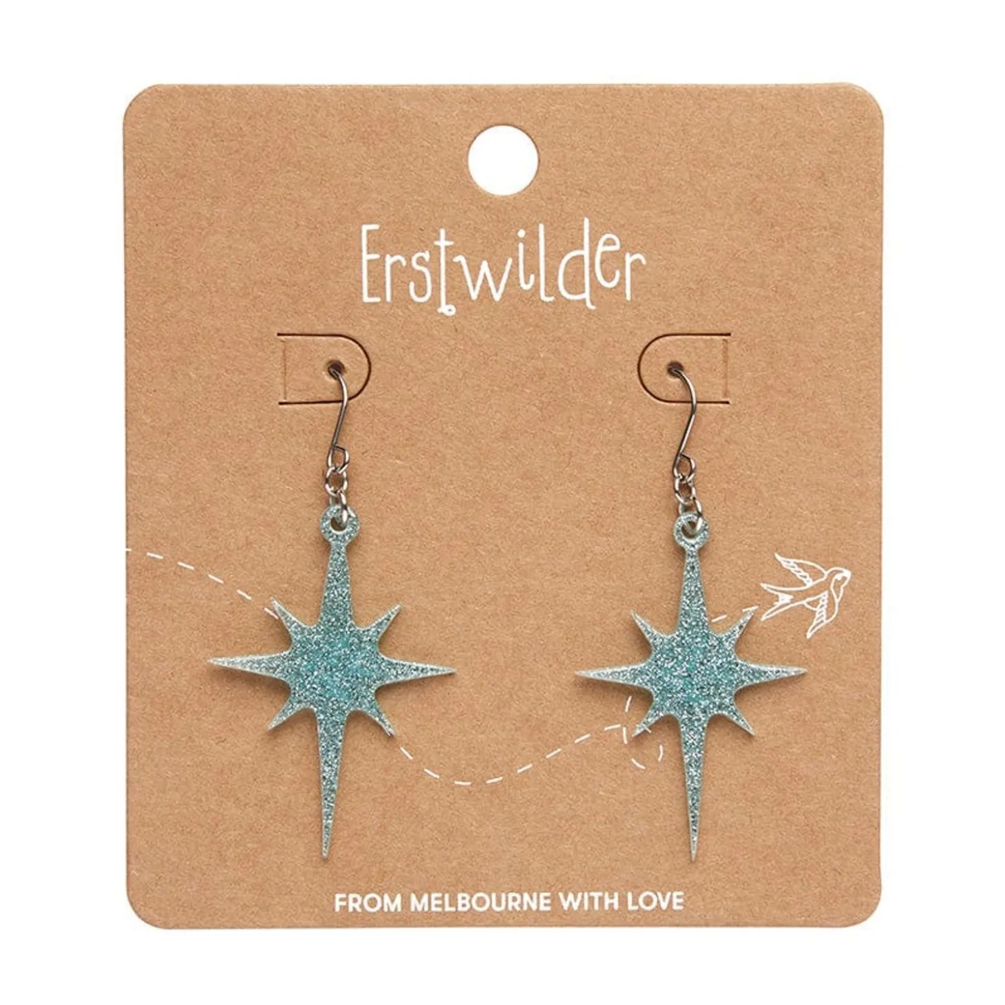 Atomic Star Glitter Drop Earring - Blue