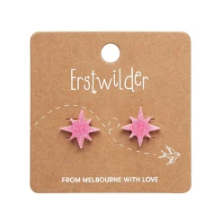 Atomic Star Glitter Stud Earring - Pink