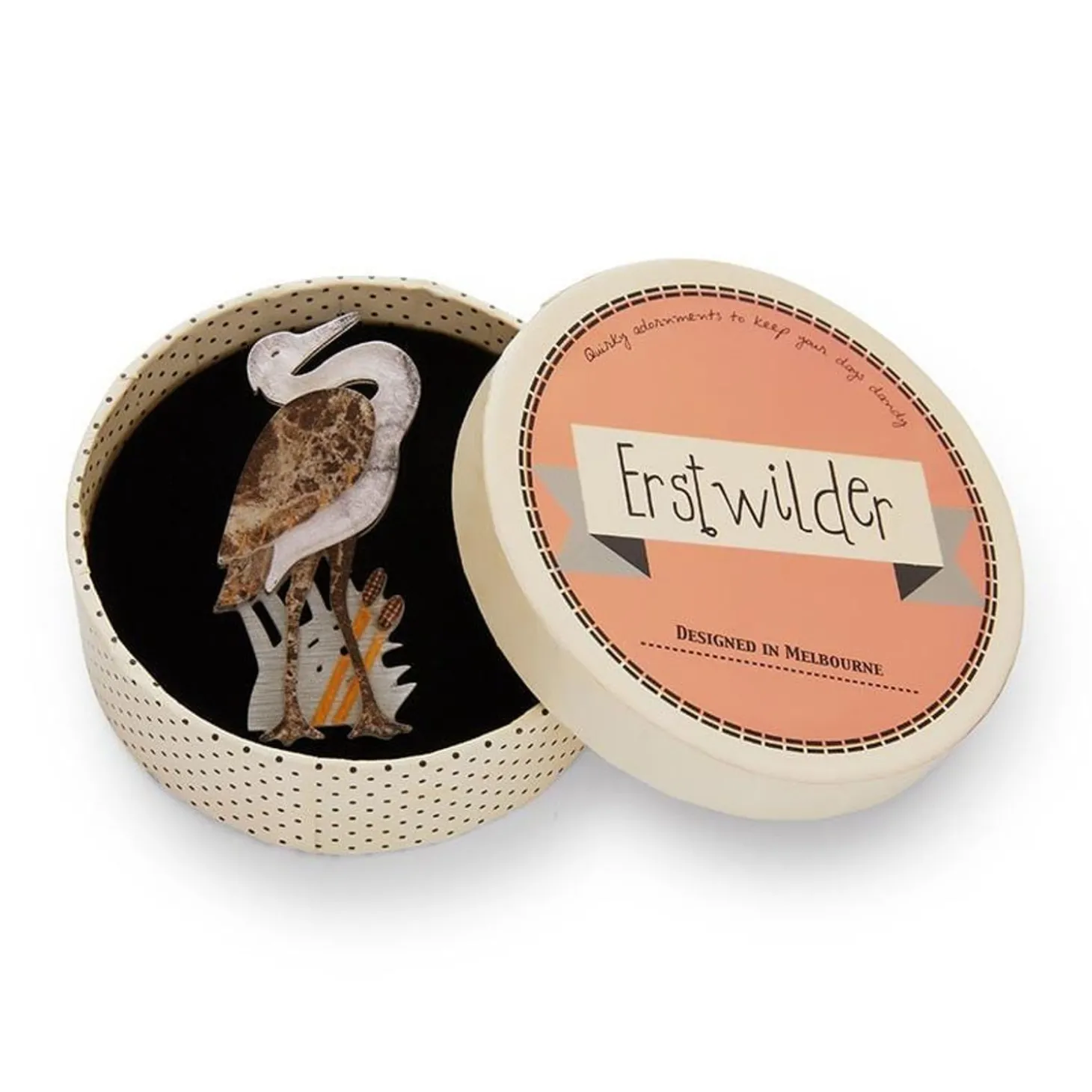 Avian Adore Heron Brooch