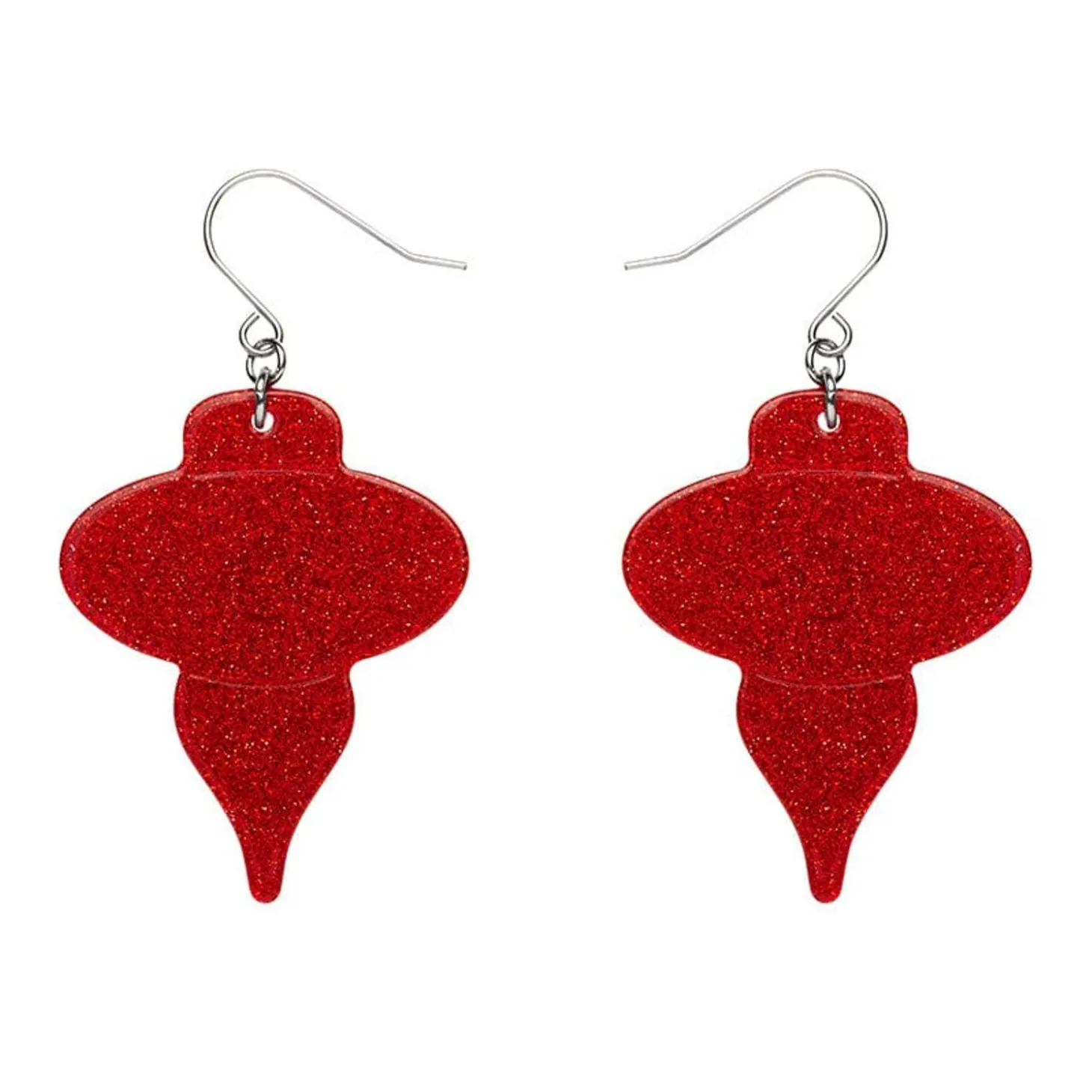 Baubles Glitter Drop Earrings - Red