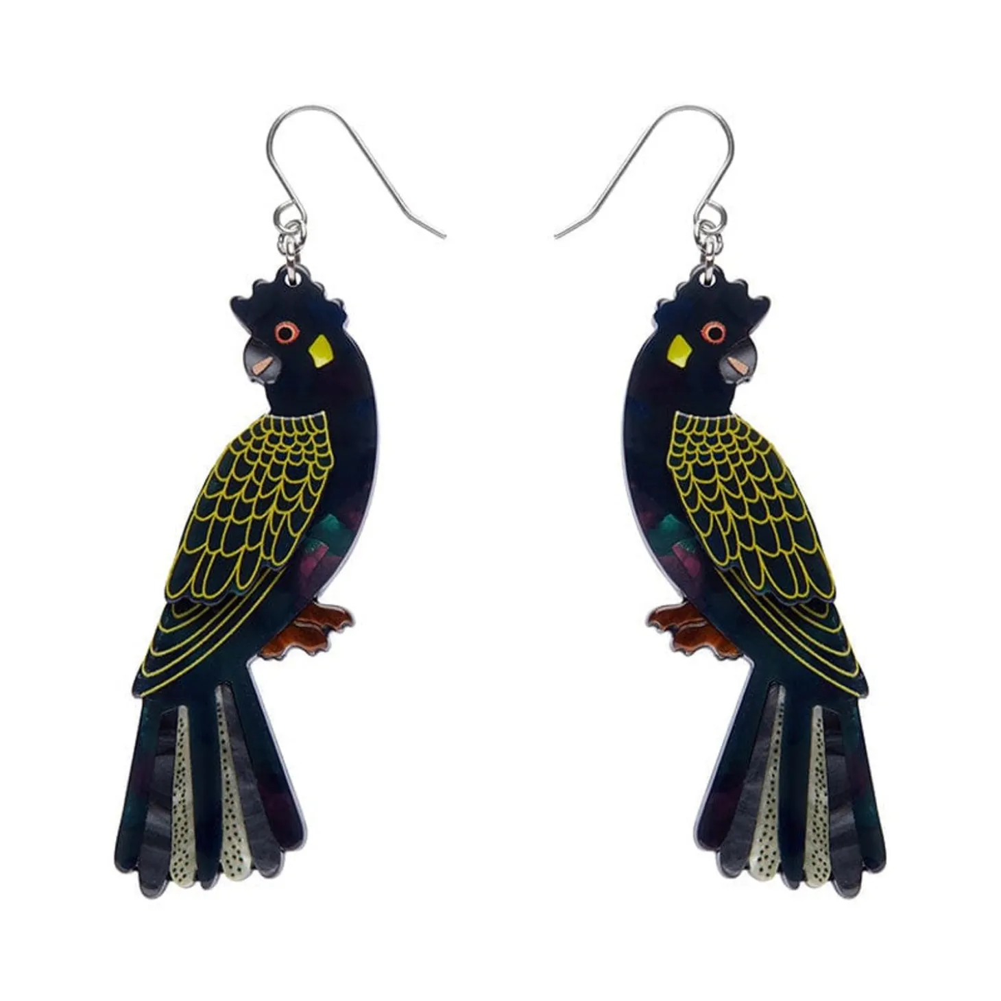 Bella The Black Cockatoo Drop Earrings