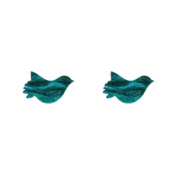 Bird Ripple Glitter Resin Stud Earrings - Green