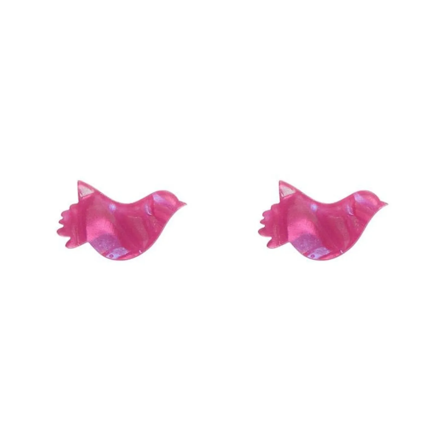 Bird Textured Glitter Resin Stud Earrings - Fuchsia