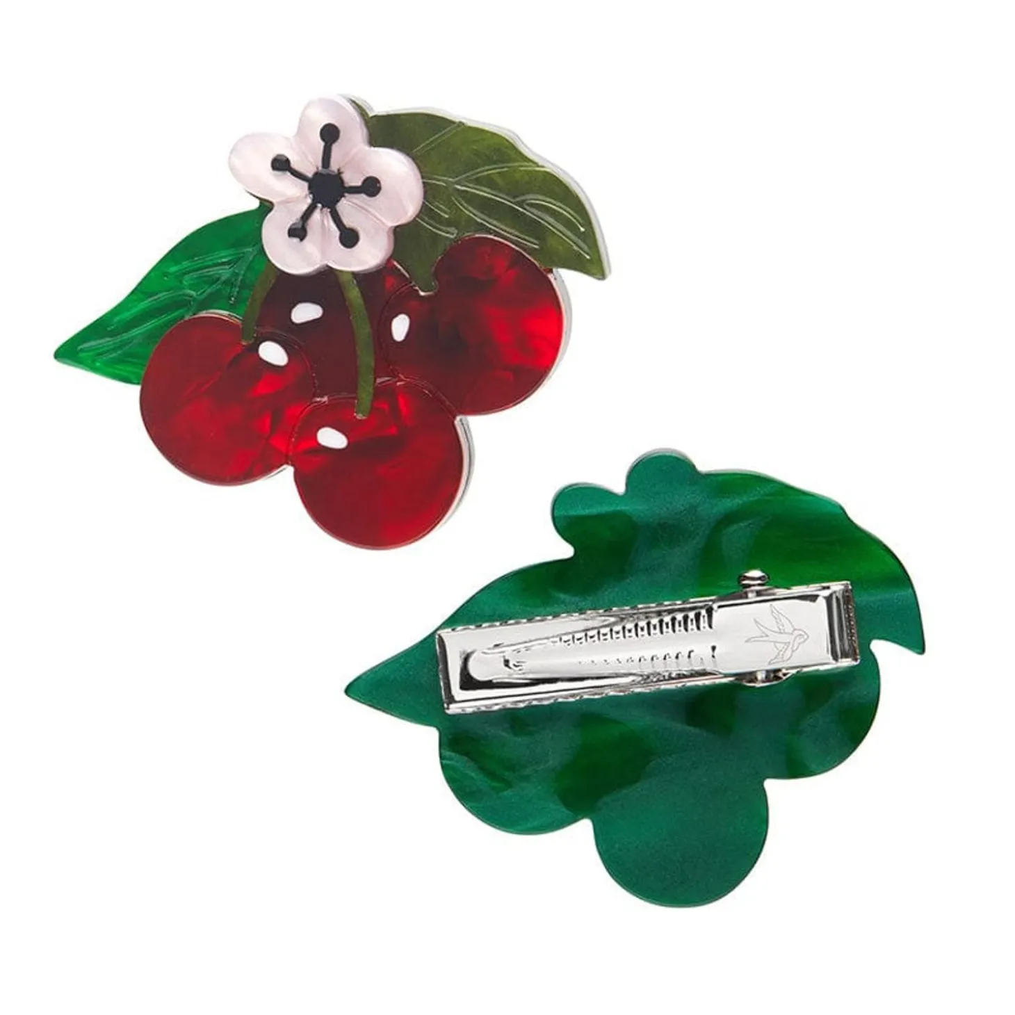 Blossoming Cherries Hair Clips Set - 2 Piece