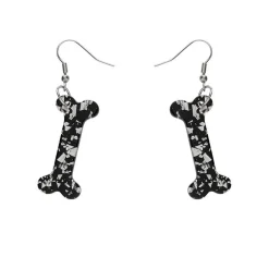 Bones Chunky Glitter Resin Drop Earrings - White
