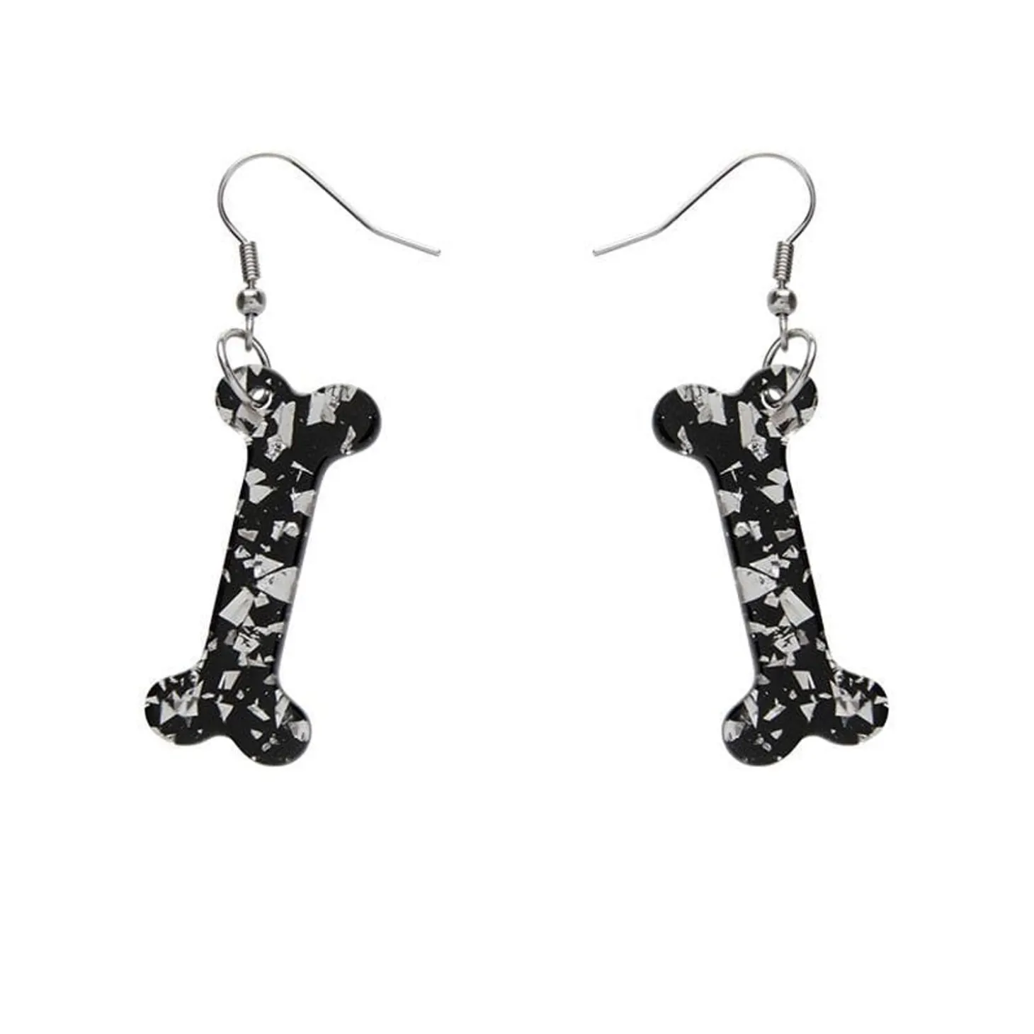 Bones Chunky Glitter Resin Drop Earrings - White