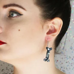 Bones Chunky Glitter Resin Drop Earrings - White