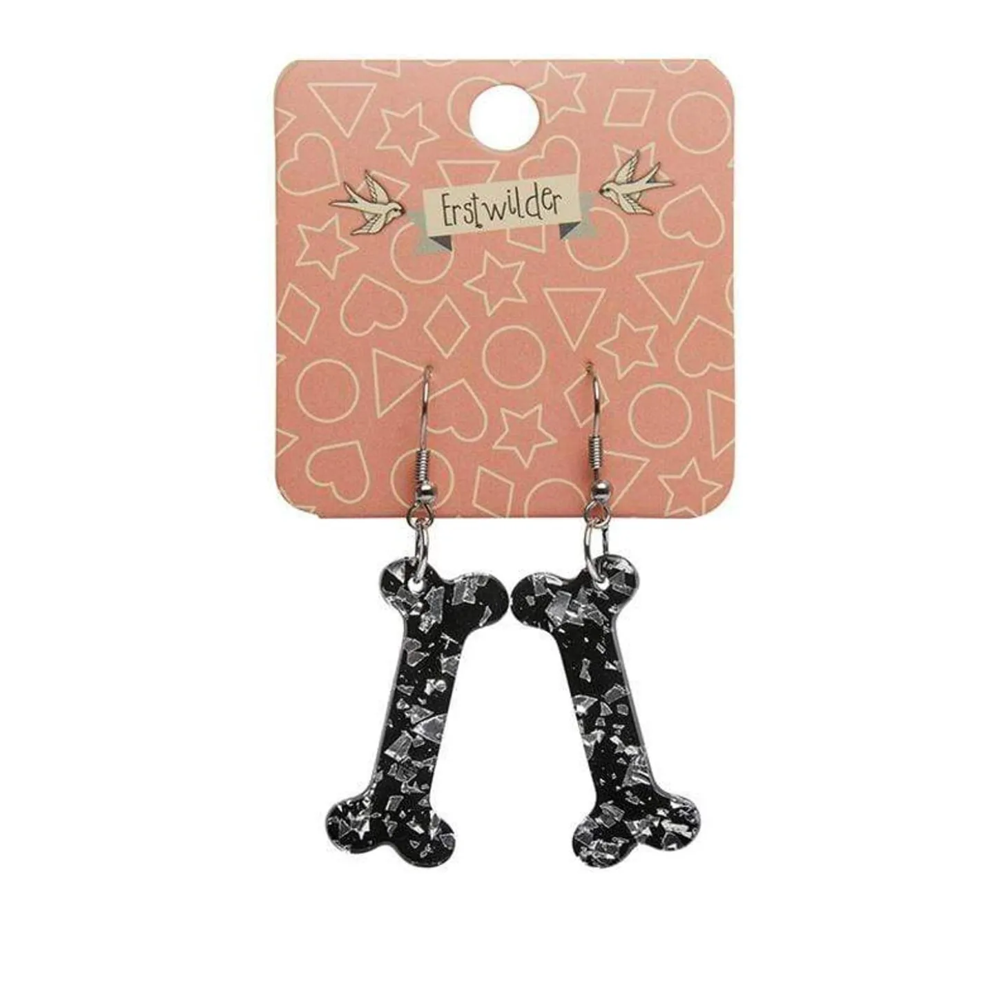 Bones Chunky Glitter Resin Drop Earrings - White