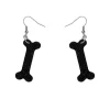 Bones Glitter Resin Drop Earrings - Black