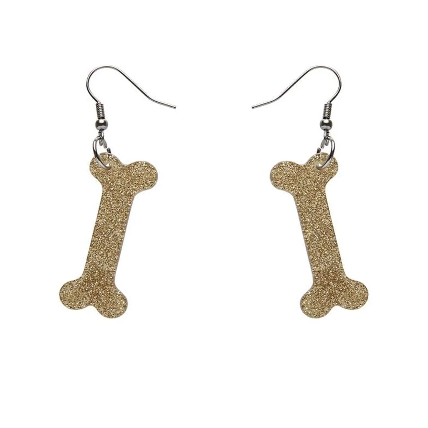 Bones Glitter Resin Drop Earrings - Gold