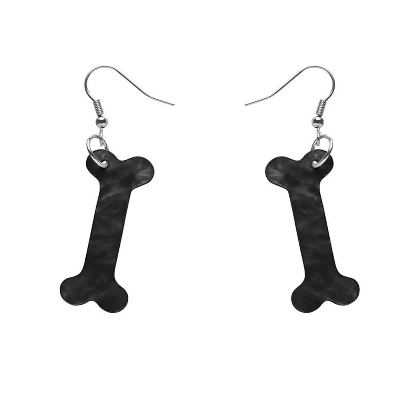 Bones Ripple Resin Drop Earrings - Black