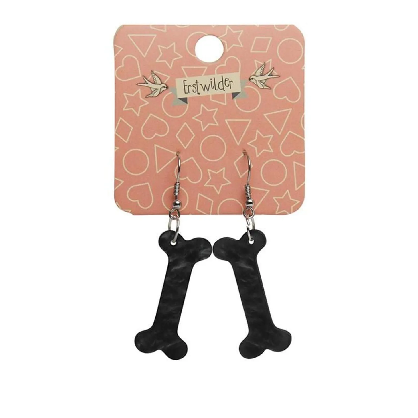 Bones Ripple Resin Drop Earrings - Black
