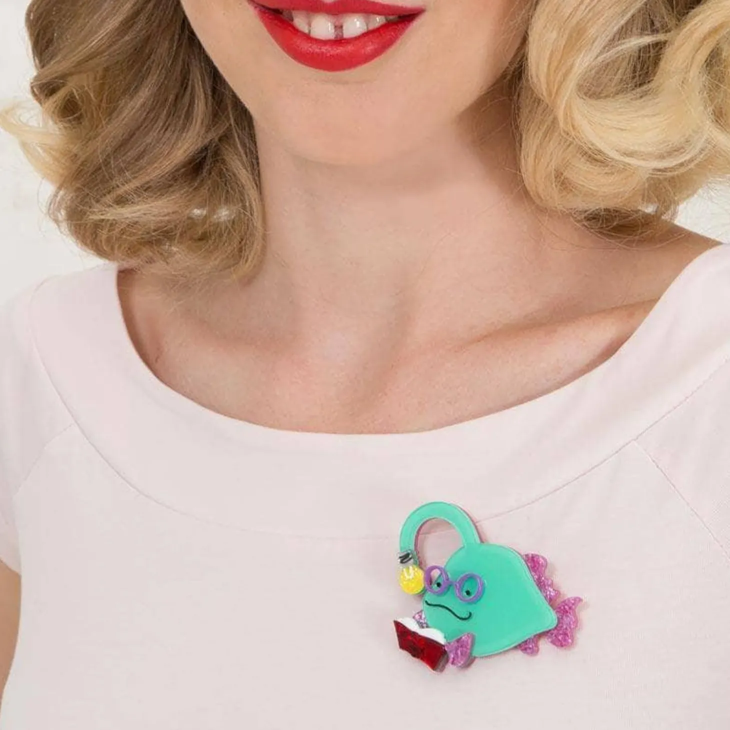 Bright-Eyed Bibliophile Brooch