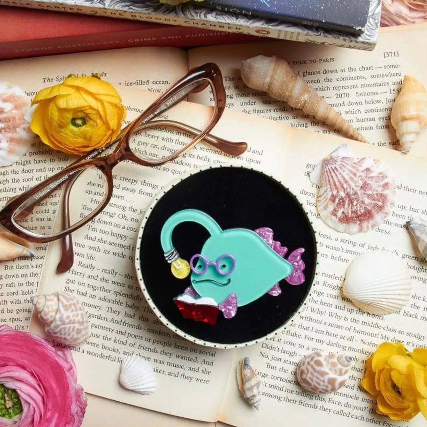 Bright-Eyed Bibliophile Brooch