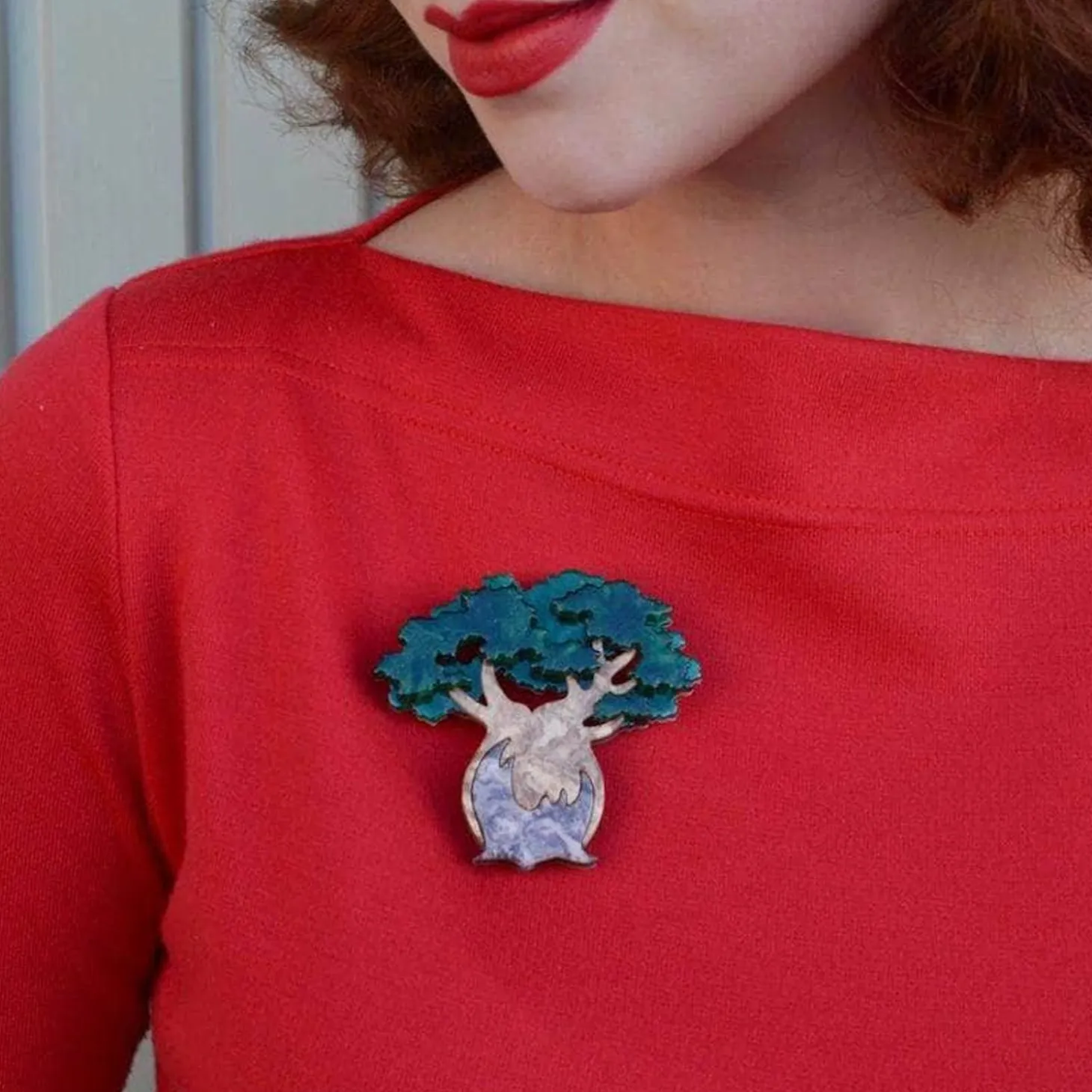 Bulbous Baobab Tree Brooch