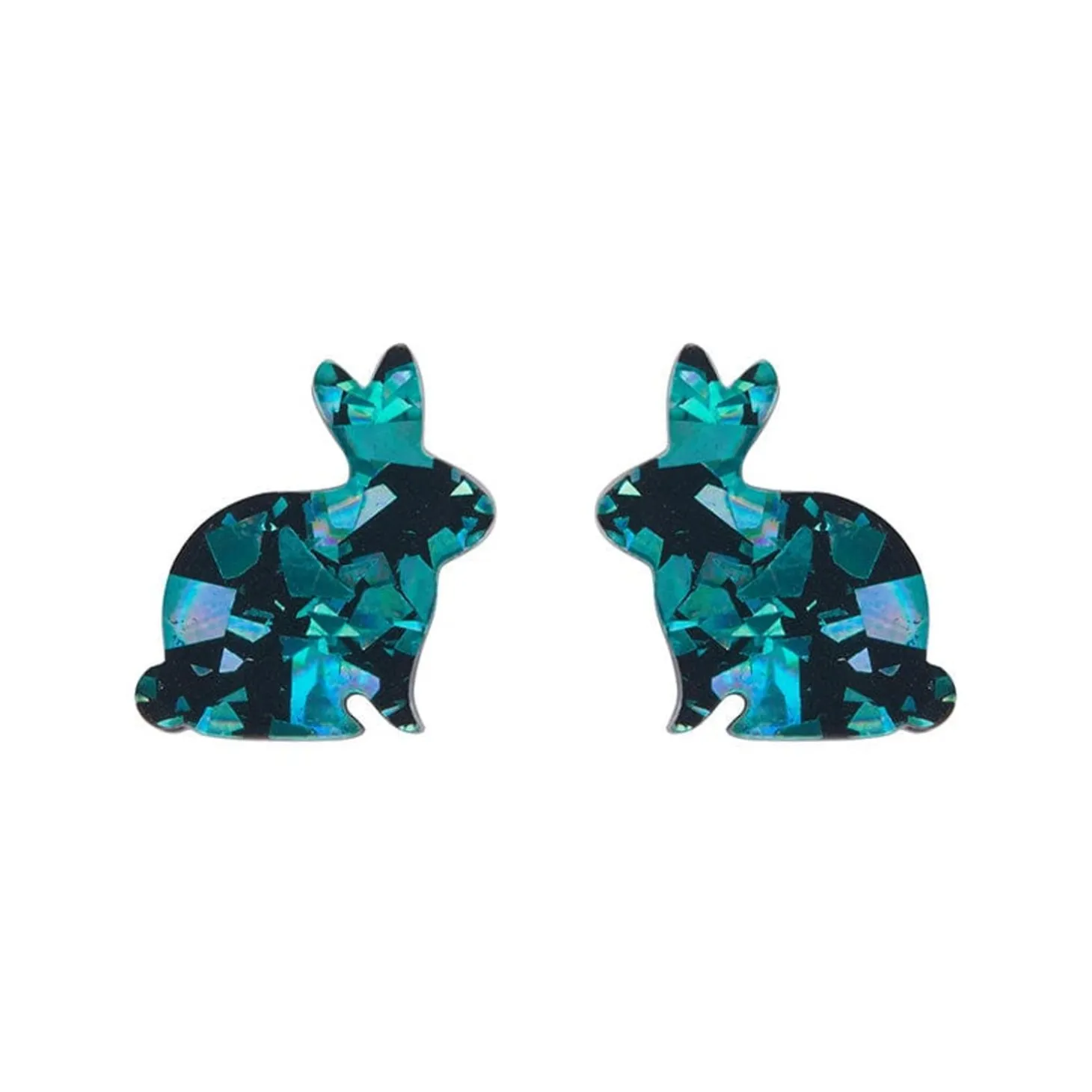 Bunny Chunky Glitter Resin Stud Earrings - Green