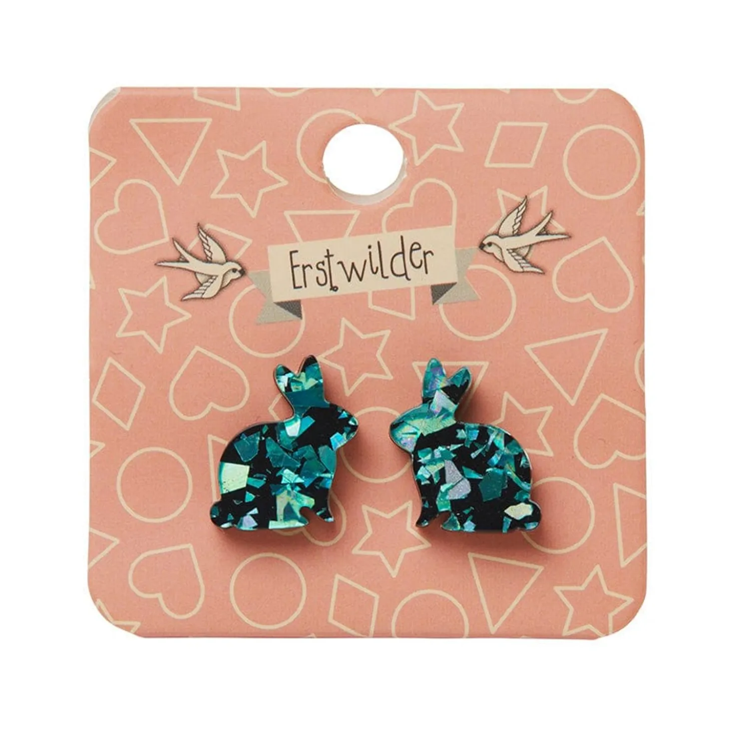 Bunny Chunky Glitter Resin Stud Earrings - Green