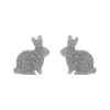 Bunny Glitter Resin Stud Earrings - Silver