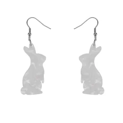 Bunny Ripple Resin Drop Earrings - White