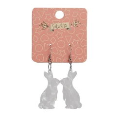 Bunny Ripple Resin Drop Earrings - White