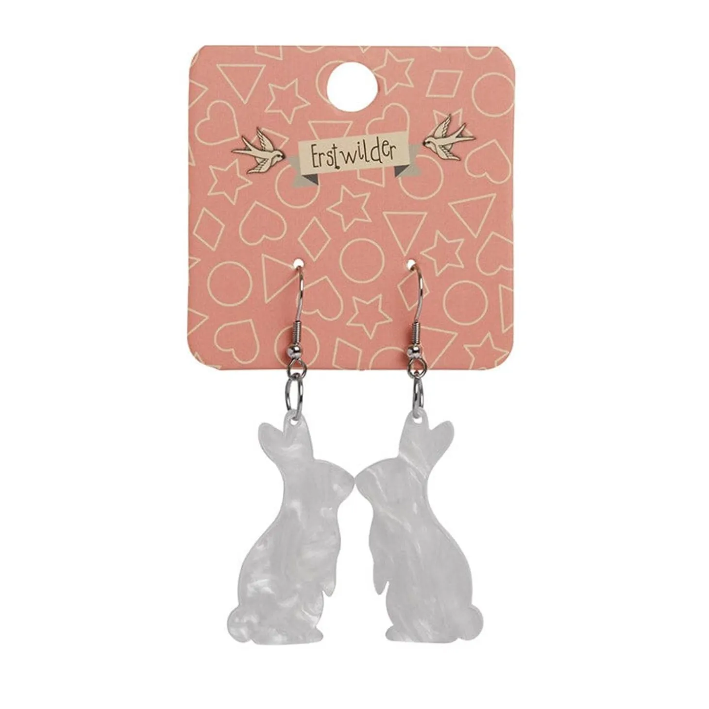 Bunny Ripple Resin Drop Earrings - White
