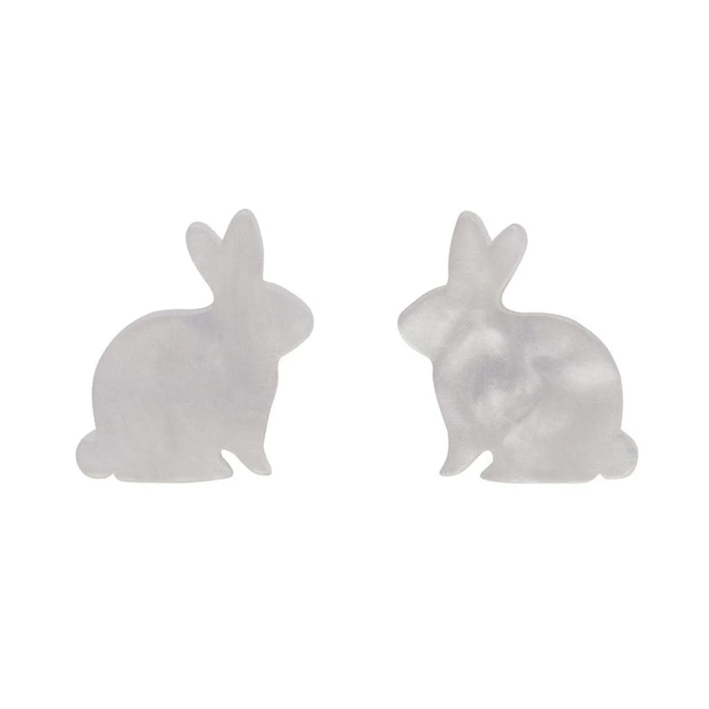 Bunny Ripple Resin Stud Earrings - White