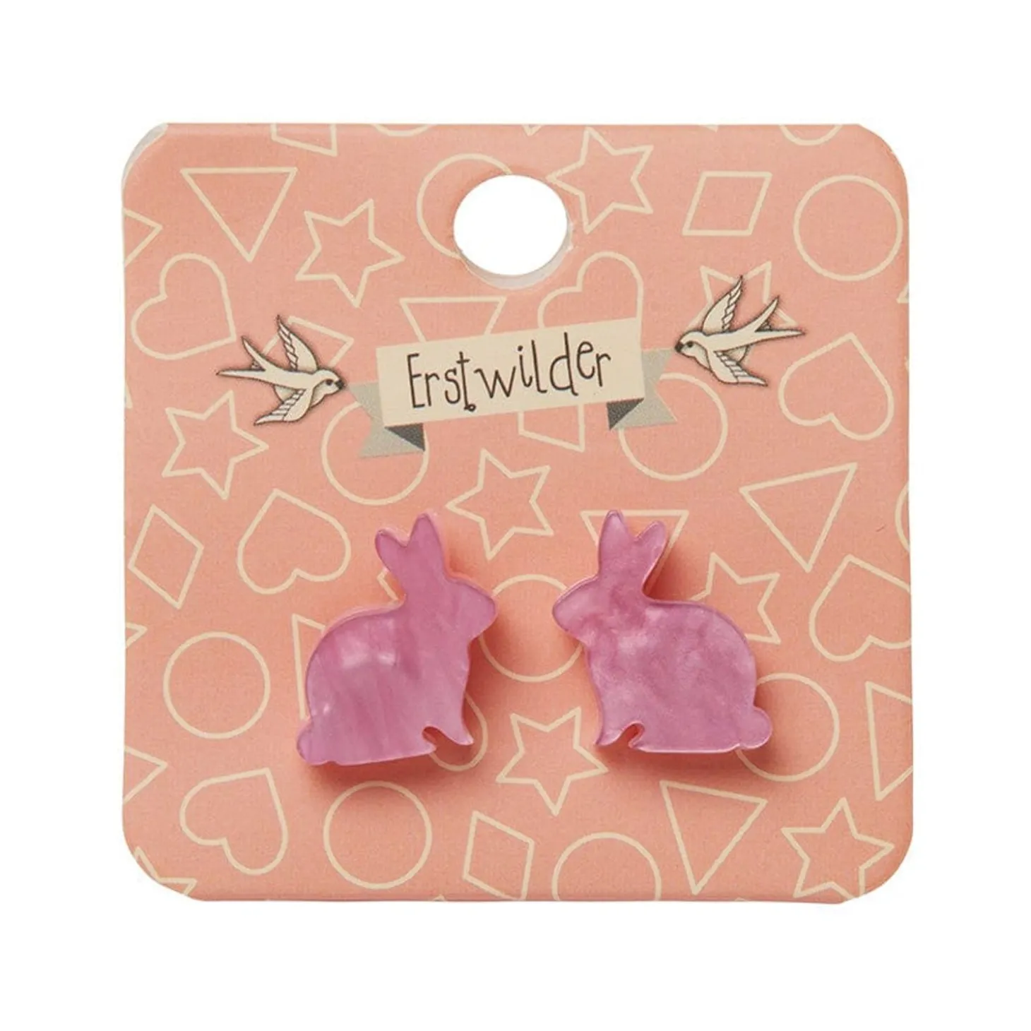 Bunny Ripple Resin Stud Earrings - Mauve