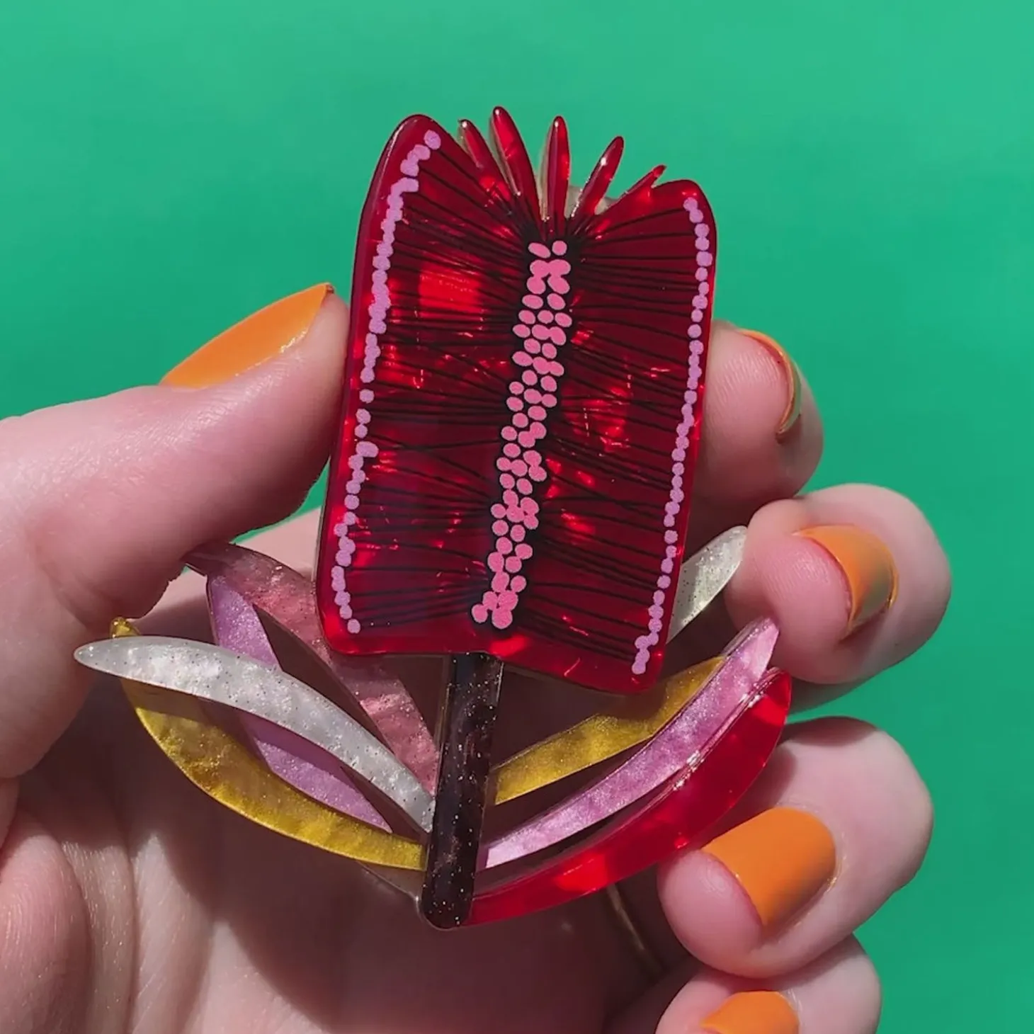 Burgundy Brush Brooch