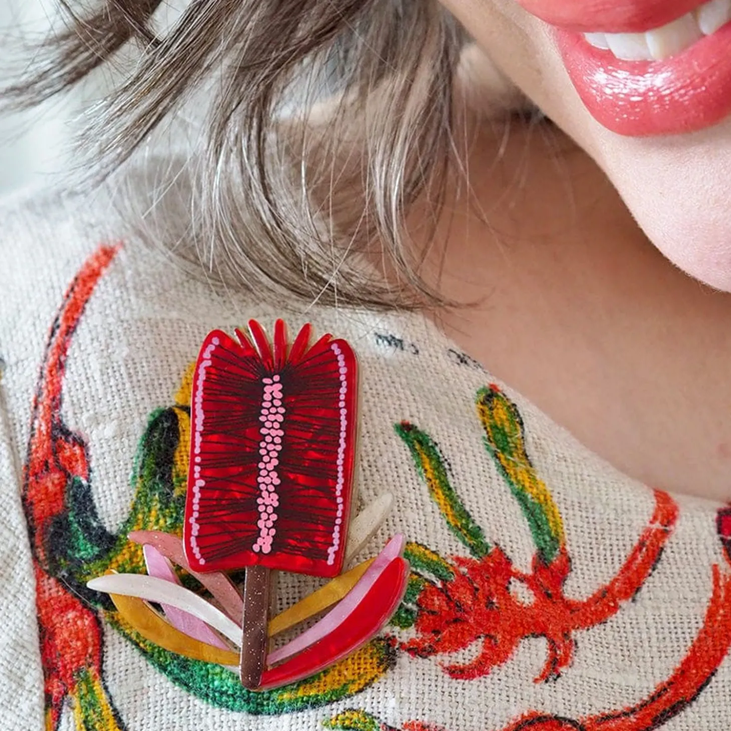 Burgundy Brush Brooch
