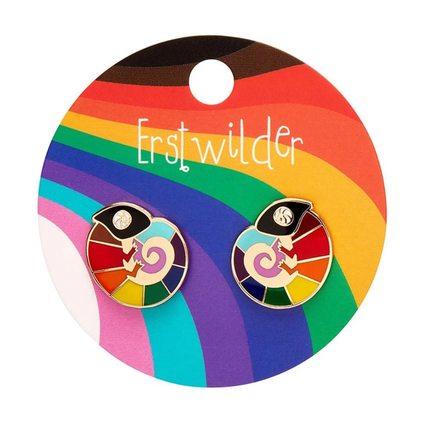 Carmel'S Colourful Chameleon Enamel Stud Earrings