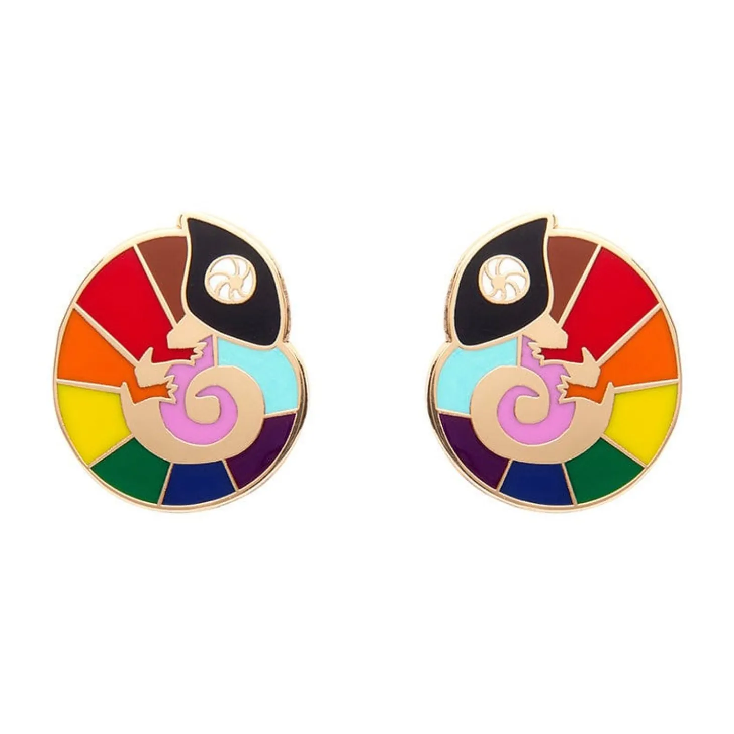 Carmel'S Colourful Chameleon Enamel Stud Earrings