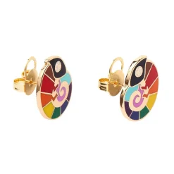 Carmel'S Colourful Chameleon Enamel Stud Earrings