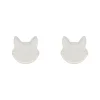 Cat Head Glitter Resin Stud Earrings - White