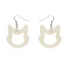 Cat Head Ripple Resin Drop Earrings - White