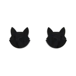 Cat Head Ripple Resin Stud Earrings - Black