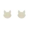 Cat Head Ripple Resin Stud Earrings - White